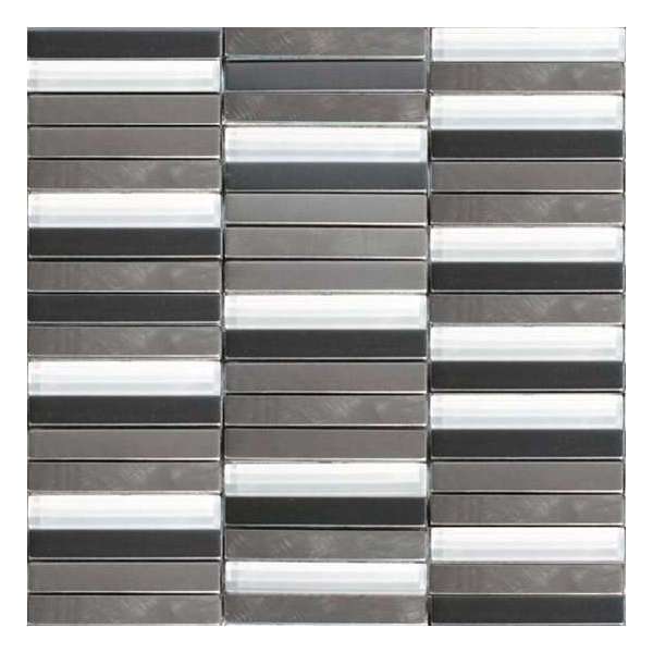 Alfa Mosaico Mozaiek Acero grijs mix glas/ geborsteld rvs 1,5x10,0x0,8 cm - Mix, Grijs, RVS Prijs per 1 matje. Alfa Mosaico Mozaiek Acero grijs mix glas/ geborsteld rvs 1,5x10,0x0,8 cm - Mix, Grijs, RVS Prijs per 1 matje.