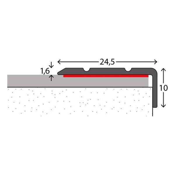 Aluminium trapprofiel zelfklevend - L-profiel - 10mm x 2,70m Aluminium trapprofiel zelfklevend - L-profiel - 10mm x 2,70m