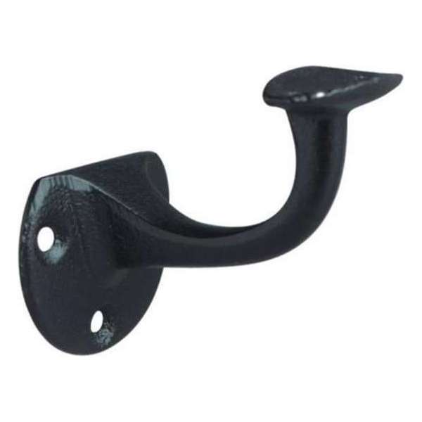 Leuningsteun gietijzer zwart lak D. Wandplaat 53 mm gebogen steun Leuningsteun gietijzer zwart lak D. Wandplaat 53 mm gebogen steun