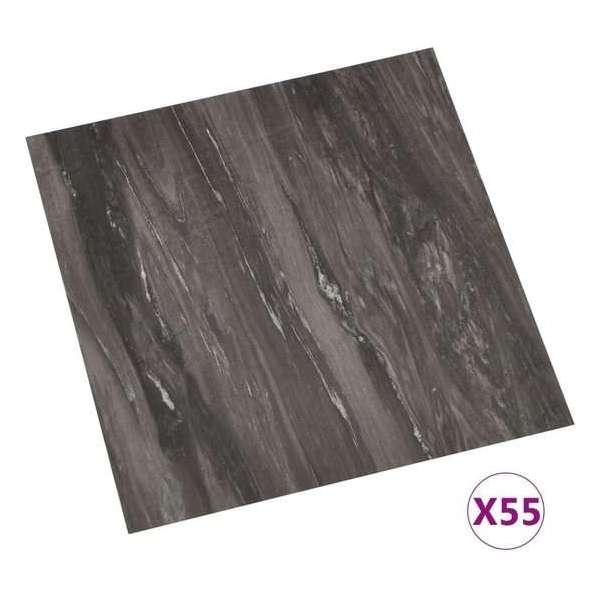 vidaXL Vloerplanken zelfklevend 55 st 5.11 m² PVC donkergrijs vidaXL Vloerplanken zelfklevend 55 st 5.11 m² PVC donkergrijs