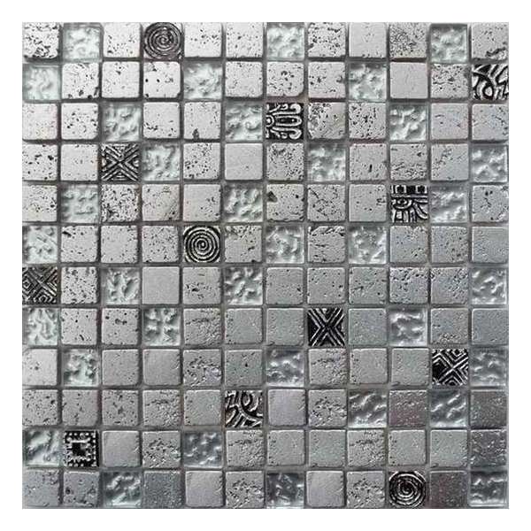Alfa Mosaico Mozaiek Bonito zilver mix travertine/glas 2,3x2,3x0,8 cm - Mix, Zilver Prijs per 1 matje. Alfa Mosaico Mozaiek Bonito zilver mix travertine/glas 2,3x2,3x0,8 cm - Mix, Zilver Prijs per 1 matje.