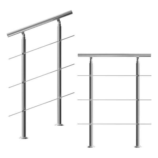 Monzana trapleuning edelstaal – 80 cm met 3 horizontale spijlen – balustrade Monzana trapleuning edelstaal – 80 cm met 3 horizontale spijlen – balustrade