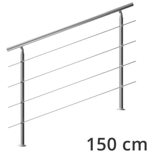 Monzana trapleuning edelstaal – 150 cm met 4 horizontale spijlen – balustrade Monzana trapleuning edelstaal – 150 cm met 4 horizontale spijlen – balustrade