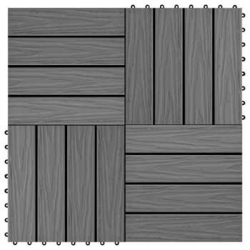 vidaXL Terrastegels diep reliëf 30x30 cm 1 m² HKC grijs 11 st