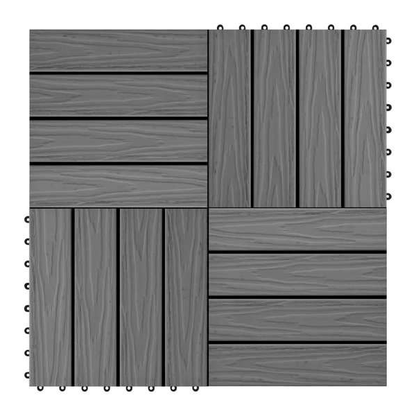 vidaXL Terrastegels diep reliëf 30x30 cm 1 m² HKC grijs 11 st vidaXL Terrastegels diep reliëf 30x30 cm 1 m² HKC grijs 11 st