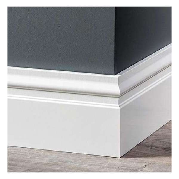 MDF Renaissance plint 120 mm x 15 mm wit voorgelakt RAL 9010 / 5 x MDF Renaissance plint 120 mm x 15 mm wit voorgelakt RAL 9010 / 5 x