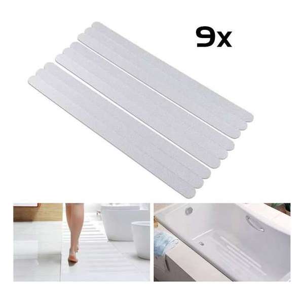 DW4Trading® Zelfklevende transparante antislip stickers strips douche bad trap 9 stuks 38x2 cm DW4Trading® Zelfklevende transparante antislip stickers strips douche bad trap 9 stuks 38x2 cm