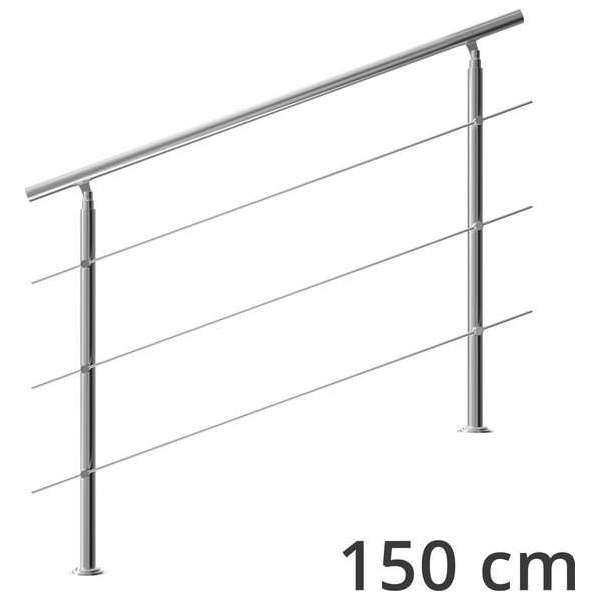 Monzana trapleuning edelstaal – 150 cm met 3 horizontale spijlen – balustrade Monzana trapleuning edelstaal – 150 cm met 3 horizontale spijlen – balustrade