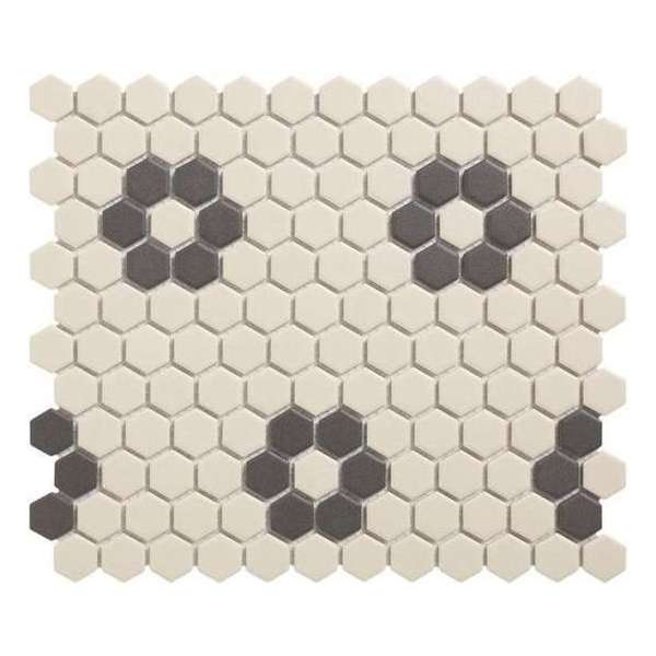 0,78m² -Mozaiek tegel London Hexagon Bloem Wit/Zwart 2,3x2,6 0,78m² -Mozaiek tegel London Hexagon Bloem Wit/Zwart 2,3x2,6