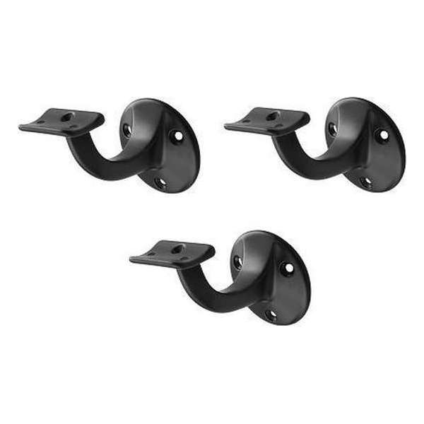 Leuninghouder 65mm, profiel hol, om te schroeven, Zwart 3 STUKS Leuninghouder 65mm, profiel hol, om te schroeven, Zwart 3 STUKS