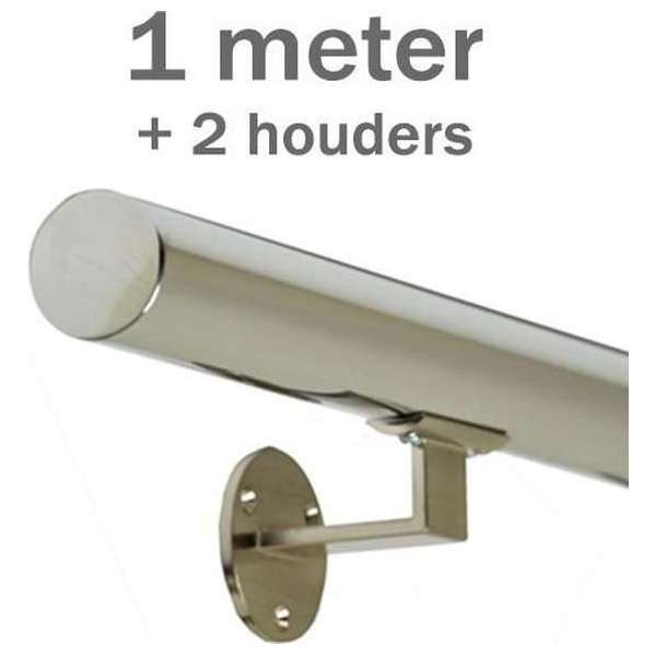 RVS Gepolijst Trapleuning 100 cm met 2 houders RVS Gepolijst Trapleuning 100 cm met 2 houders