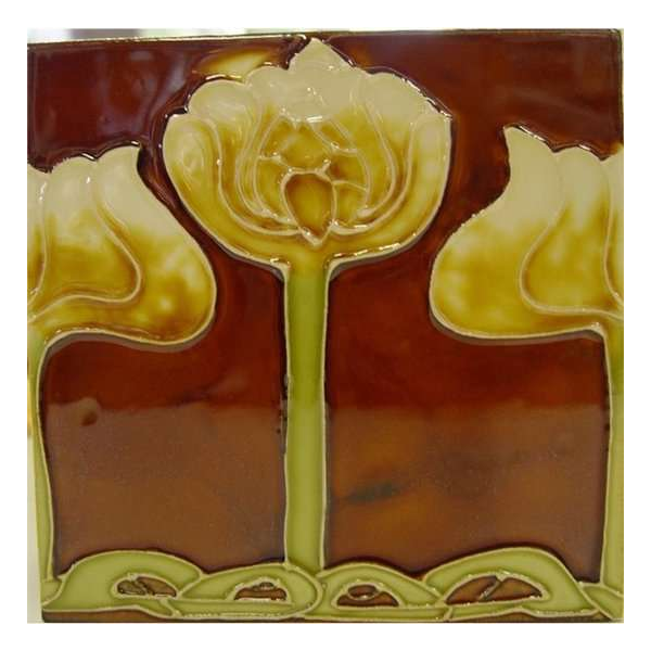 Keramische tegels - Art Nouveau tegels bloemen - Set van 10 Keramische tegels - Art Nouveau tegels bloemen - Set van 10