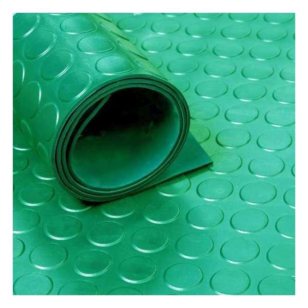 Rubber loper per meter bestelbaar - rubbermat op rol Noppen 3mm groen - Breedte 100 cm - Geurloos Rubber loper per meter bestelbaar - rubbermat op rol Noppen 3mm groen - Breedte 100 cm - Geurloos