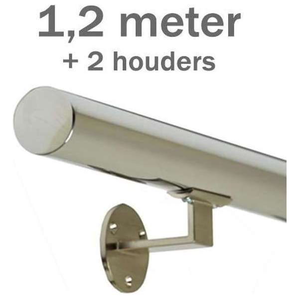 RVS Gepolijst Trapleuning 120 cm met 2 houders RVS Gepolijst Trapleuning 120 cm met 2 houders