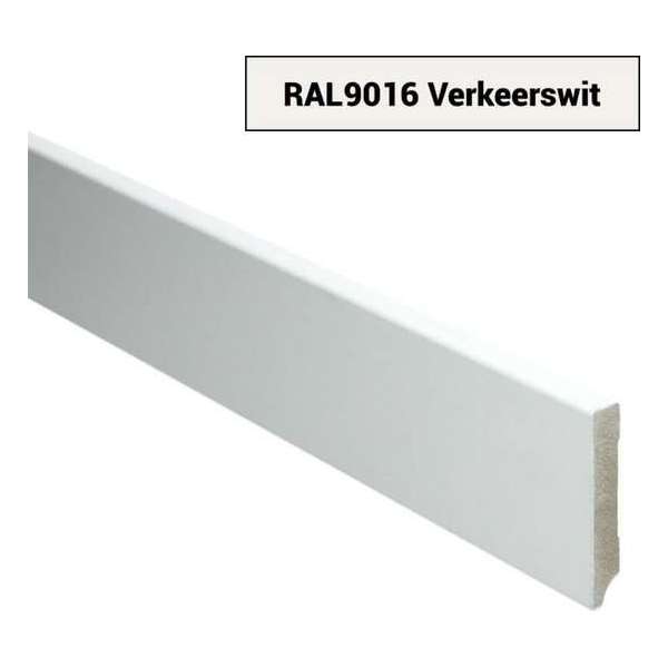 Hoge plinten - MDF - Moderne plint 70x12 mm - Wit - Voorgelakt - RAL 9016 - Per stuk 2,4m Hoge plinten - MDF - Moderne plint 70x12 mm - Wit - Voorgelakt - RAL 9016 - Per stuk 2,4m