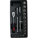 Hofftech Gevulde Gereedschapswagen-Tray Dopsleutelset 3/8" (20 Delig)