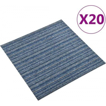 vidaXL Tapijttegels 20 st 5 m² 50x50 cm gestreept blauw
