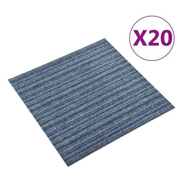 vidaXL Tapijttegels 20 st 5 m² 50x50 cm gestreept blauw vidaXL Tapijttegels 20 st 5 m² 50x50 cm gestreept blauw