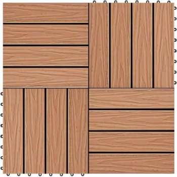 Terrastegels diep reliëf 30x30 cm 1 m² HKC teakkleur 11 st