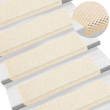 vidaXL Trapmatten zelfklevend 15 st sisal-look 65x25 cm crèmekleurig