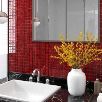 vidaXL Mozaïektegels 22 st zelfklevend 30x30 cm glas rood