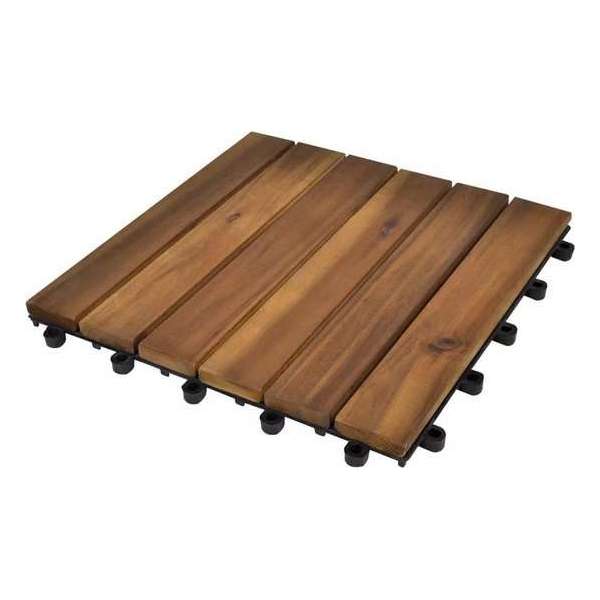 Terrastegels acaciahout 30 x 30 cm verticaal patroon (10 stuks)