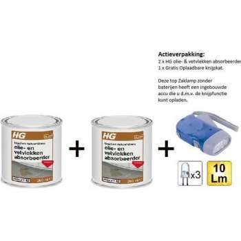 HG tegel en natuursteen olie- en vetvlekken absorbeerder (product 42)  - 2 stuks - Gratis Knijpkat - Gratis Zaklamp