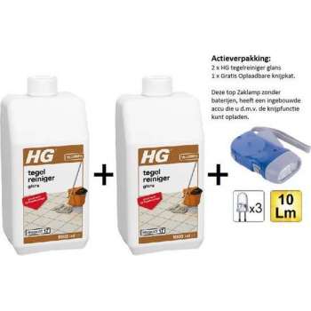 HG tegelreiniger glans - 2 stuks - Gratis Knijpkat - Gratis Zaklamp