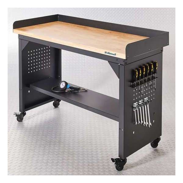 Datona® Werkbank PRO - bamboe werkblad - legbord verrijdbaar - 150 cm - Zwart Datona® Werkbank PRO - bamboe werkblad - legbord verrijdbaar - 150 cm - Zwart
