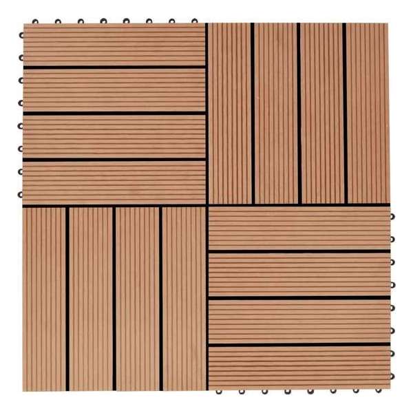 vidaXL 22 st Terrastegels 30x30 cm 2 m² HKC teakkleur vidaXL 22 st Terrastegels 30x30 cm 2 m² HKC teakkleur