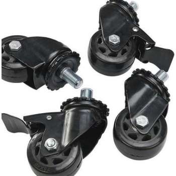 Datona® Wielset voor werkbank M10 - Kunststof - Zwart