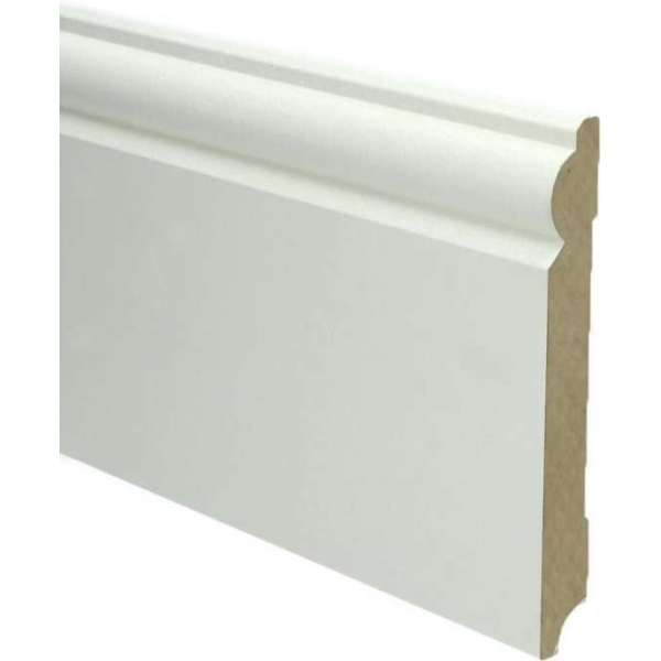 Hoge Plinten - MDF - Barok plint - 150 x18 mm - Wit - Voorgelakt - RAL 9010 - Per stuk 2,4 M Hoge Plinten - MDF - Barok plint - 150 x18 mm - Wit - Voorgelakt - RAL 9010 - Per stuk 2,4 M