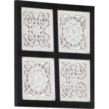 vidaXL Wandpaneel handgesneden 40x40x1.5 cm MDF zwart en wit