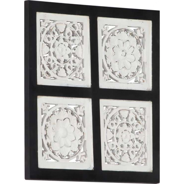 vidaXL Wandpaneel handgesneden 40x40x1.5 cm MDF zwart en wit