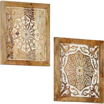 vidaXL Wandpanelen 2 st handgesneden 40x40x1.5 cm massief mangohout