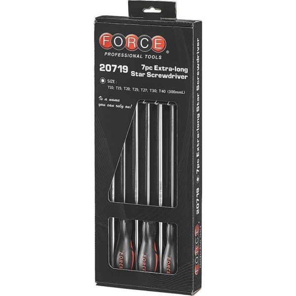 FORCE Professionele Schroevendraaier set Torx extra lang 7-delig FORCE Professionele Schroevendraaier set Torx extra lang 7-delig
