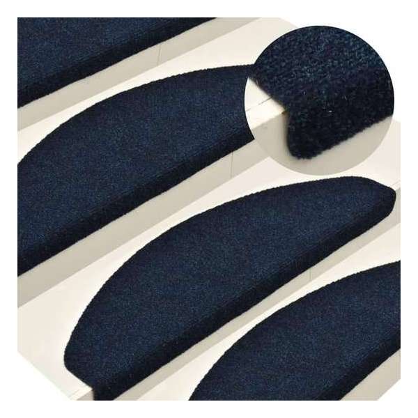 vidaXL Trapmatten zelfklevend 10 st 65x21x4 cm naaldvilt marineblauw vidaXL Trapmatten zelfklevend 10 st 65x21x4 cm naaldvilt marineblauw