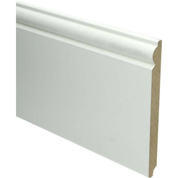 Hoge Plinten - MDF - Barok plint - 190 x18 mm - Wit - Voorgelakt - RAL 9010 - Per stuk 2,4 M Hoge Plinten - MDF - Barok plint - 190 x18 mm - Wit - Voorgelakt - RAL 9010 - Per stuk 2,4 M