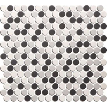The Mosaic Factory London mozaïektegel 1.9x0.5x0.5cm voor vloer voor binnen en buiten Rond Keramiek wit/grijs/zwart mix