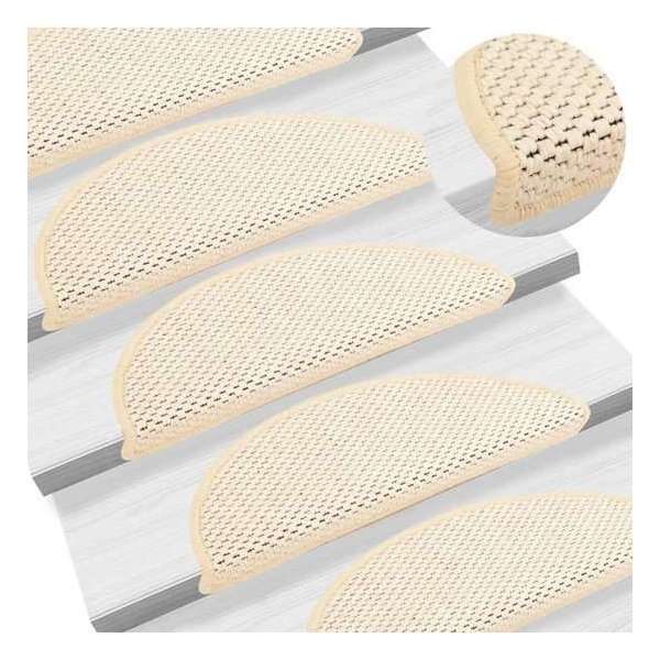 vidaXL Trapmatten zelfklevend 15 st sisal-look 56x20 cm crèmekleurig vidaXL Trapmatten zelfklevend 15 st sisal-look 56x20 cm crèmekleurig