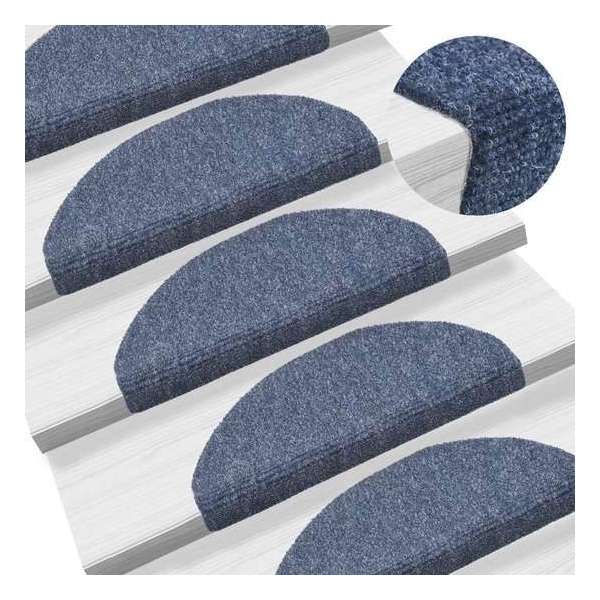 Trapmat zelfklevend 65x21x4 cm naaldvilt blauw 15-delig Trapmat zelfklevend 65x21x4 cm naaldvilt blauw 15-delig