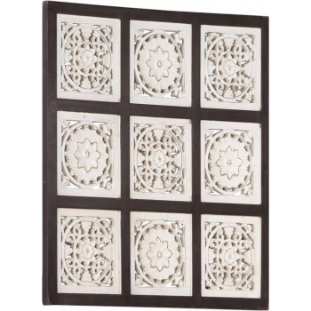 vidaXL Wandpaneel handgesneden 60x60x1.5 cm MDF bruin en wit