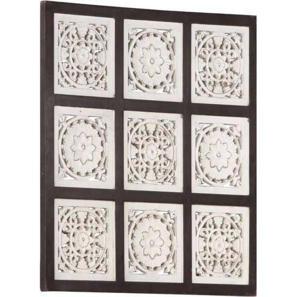 vidaXL Wandpaneel handgesneden 60x60x1.5 cm MDF bruin en wit vidaXL Wandpaneel handgesneden 60x60x1.5 cm MDF bruin en wit