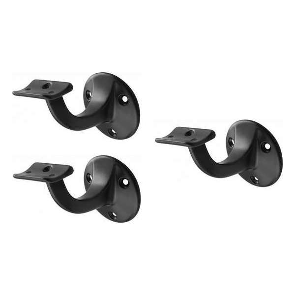 Leuninghouder zwart 75mm - Opschroef - Hol zadel Hermeta - 3505-70 - 3 stuks Leuninghouder zwart 75mm - Opschroef - Hol zadel Hermeta - 3505-70 - 3 stuks