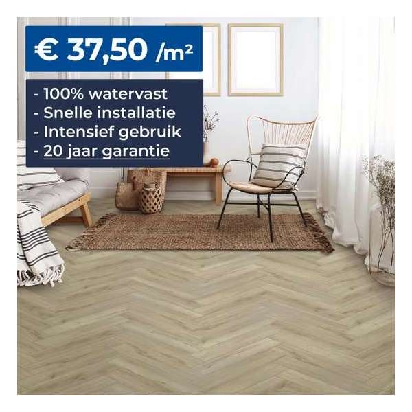 Vinyluxe Herringbone Leeds – PVC/SPC vloer – 1.63m² - 4.5mm – Visgraat Vloer – Klik SPC Vinyluxe Herringbone Leeds – PVC/SPC vloer – 1.63m² - 4.5mm – Visgraat Vloer – Klik SPC