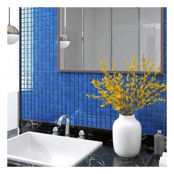 vidaXL Mozaïektegels 11 st zelfklevend 30x30 cm glas blauw vidaXL Mozaïektegels 11 st zelfklevend 30x30 cm glas blauw
