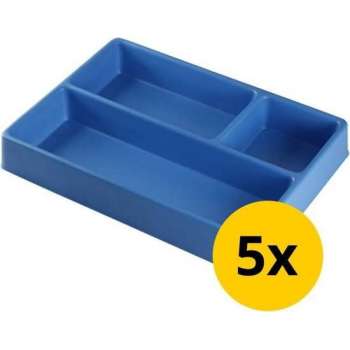 Datona® Vakverdeling met 3 compartimenten - 5 stuks - Blauw