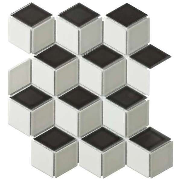 0,81m² -Mozaiek Paris Cubic Wit/Grijs/Zwart Mix 4,8x8,1 0,81m² -Mozaiek Paris Cubic Wit/Grijs/Zwart Mix 4,8x8,1