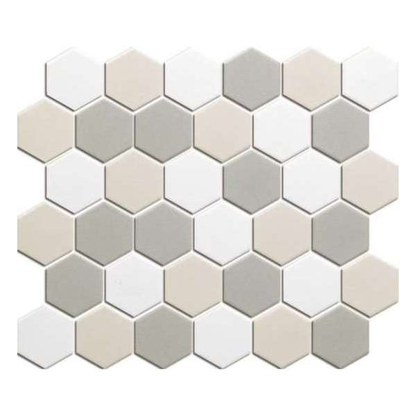 0,91m² -Mozaiek tegel London Hexagon Wit mix 5,1x5,9 0,91m² -Mozaiek tegel London Hexagon Wit mix 5,1x5,9
