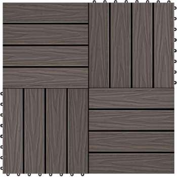 vidaXL Terrastegels diep reliëf 30x30 cm 1 m² HKC donkerbruin 11 st